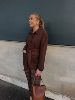 Ruudulliset pull-on-housut | Vaaleanruskea | Naiset | Kappahl