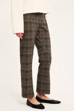 Ruudulliset pull-on-housut | Vaaleanruskea | Naiset | Kappahl