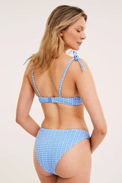 Ruutukuvioinen bikinialaosa brazilian high leg | Sininen | Naiset | Kappahl
