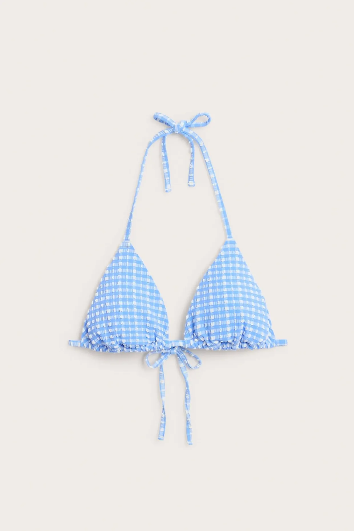 Ruutukuvioinen kolmionmuotoinen bikiniyläosa | Sininen | Naiset | Kappahl
