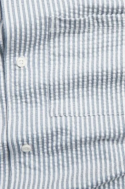 Ryppyistä puuvillakangasta oleva pyjamapaita | Tummansininen | Miehet | Kappahl
