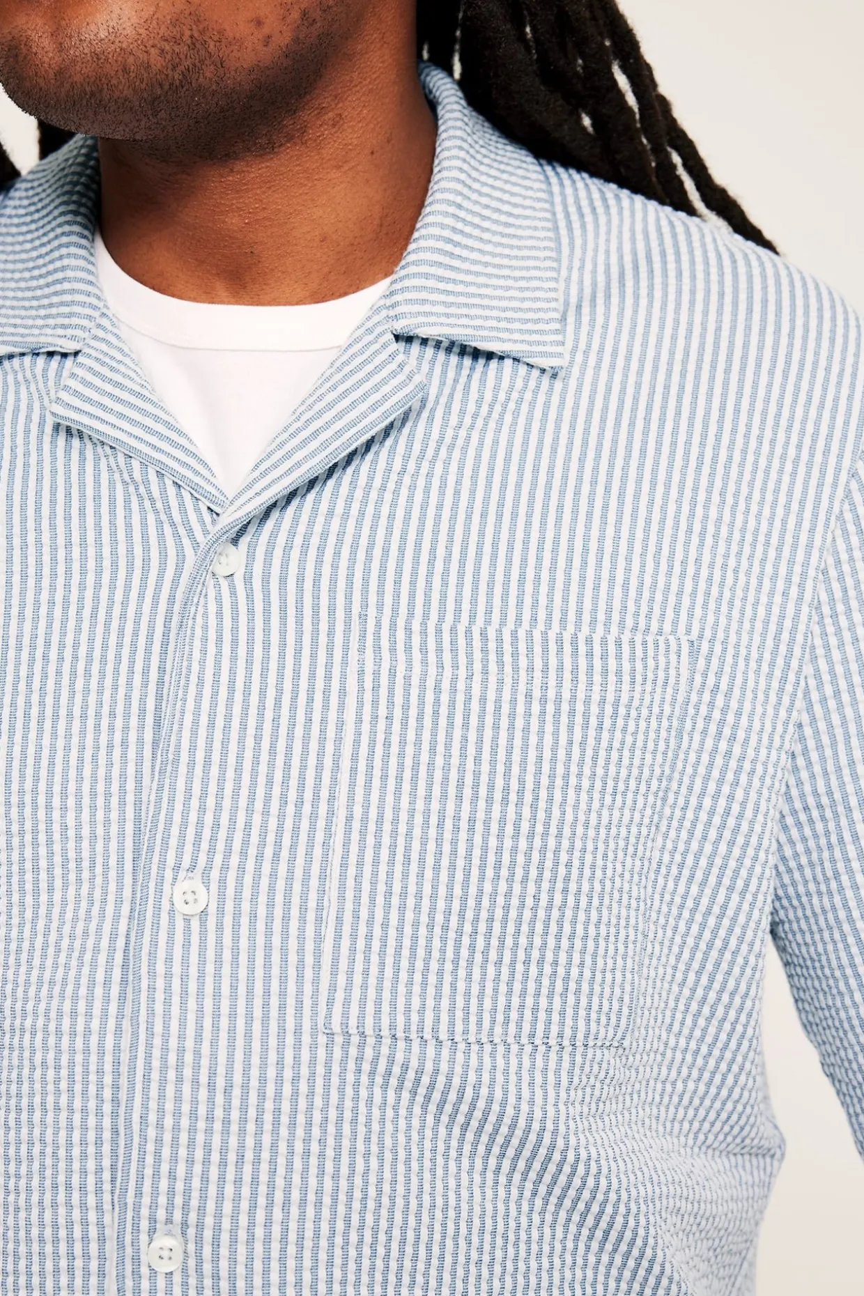 Ryppyistä puuvillakangasta oleva pyjamapaita | Tummansininen | Miehet | Kappahl