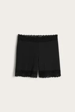 Shortsialushousut, joissa pitsireuna | Musta | Naiset | Kappahl