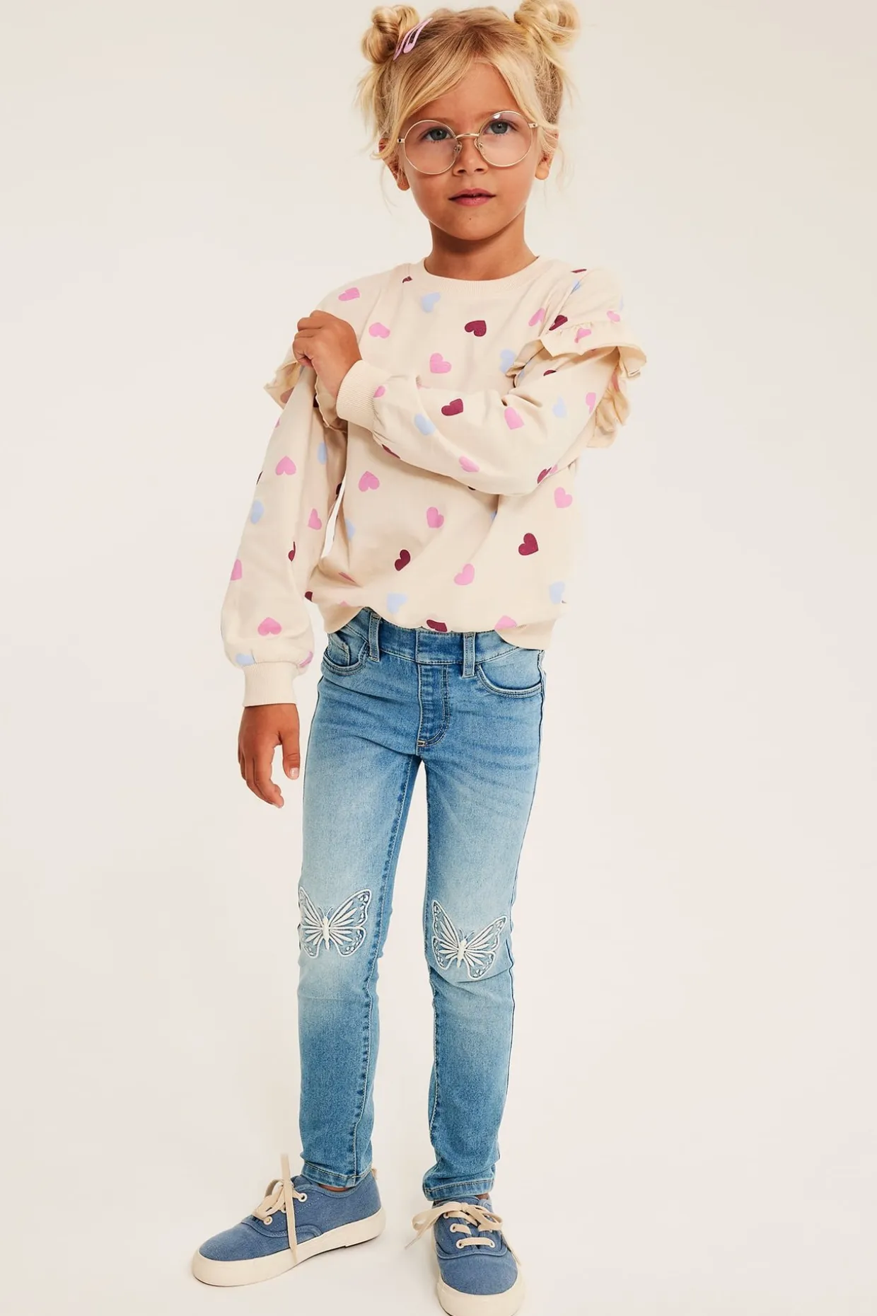 Slim leggings kirjotuilla perhosilla | Vaalea denim | Lapset | Kappahl