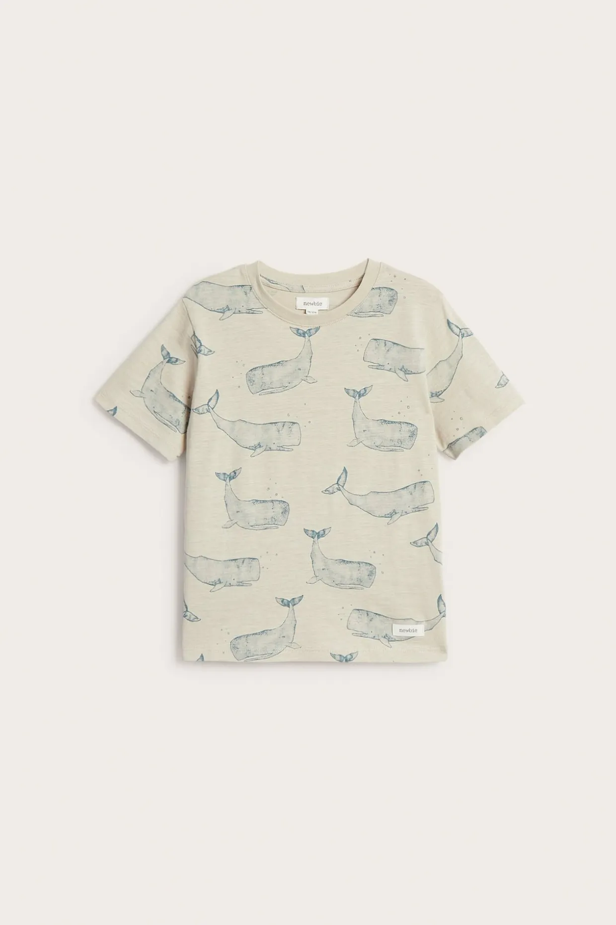 Slubtrikoota oleva valaskuvioinen t-paita | Beige | Lapset | Newbie