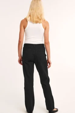 Straight jeans high waist | Musta denim | Naiset | Kappahl