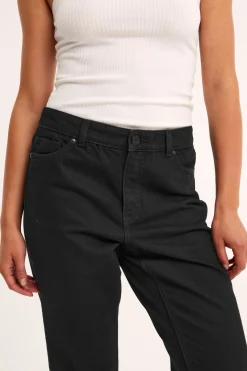 Straight jeans high waist | Musta denim | Naiset | Kappahl