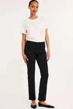 Straight jeans mid waist | Musta | Naiset | Kappahl