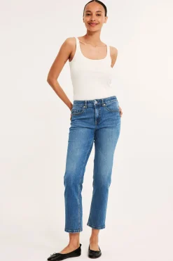 Straight jeans mid waist short leg | Denim | Naiset | Kappahl