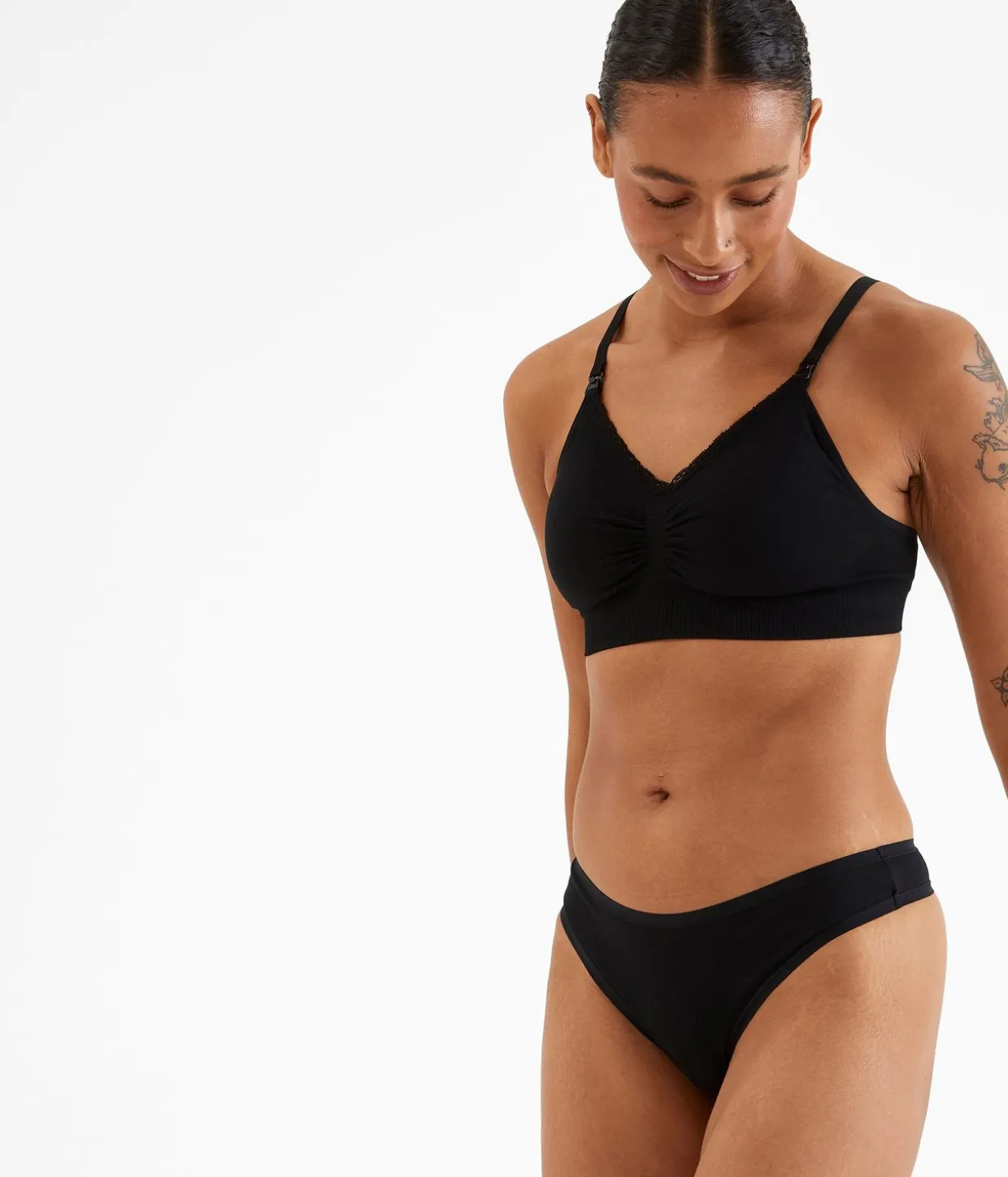 String 3-pack puuvillaa | Musta | Naiset | Kappahl