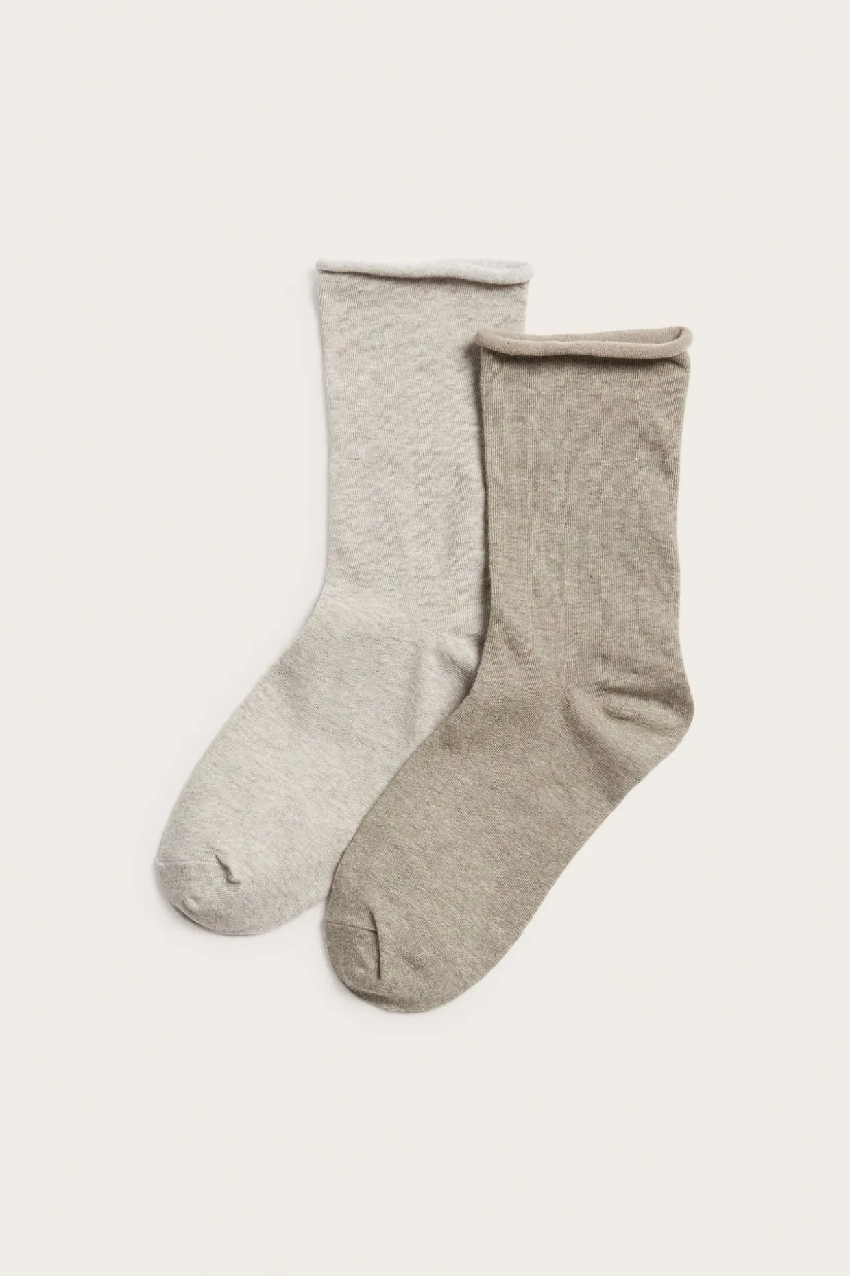 Sukat, joissa on kääritty reuna, 2 paria | Meleerattu beige | Naiset | Kappahl