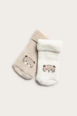 Sukat nallekarhuilla 2-pack | Luonnonvalkoinen | Vauvat | Newbie