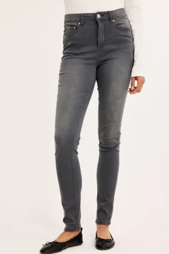 Super slim jeans high waist | Hopeanharmaa | Naiset | Kappahl