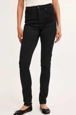 Super slim jeans high waist long leg | Musta | Naiset | Kappahl