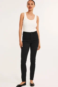 Super slim jeans high waist | Musta | Naiset | Kappahl