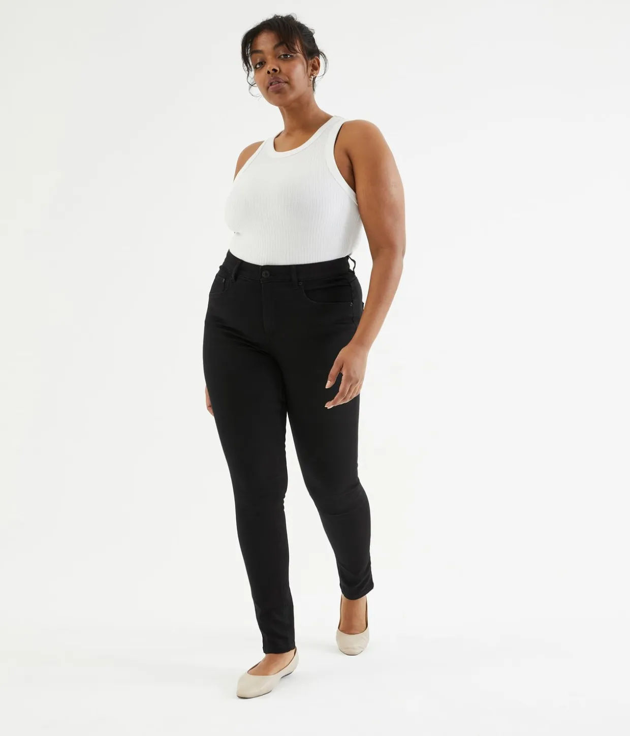 Super slim jeans high waist | Musta | Naiset | Kappahl