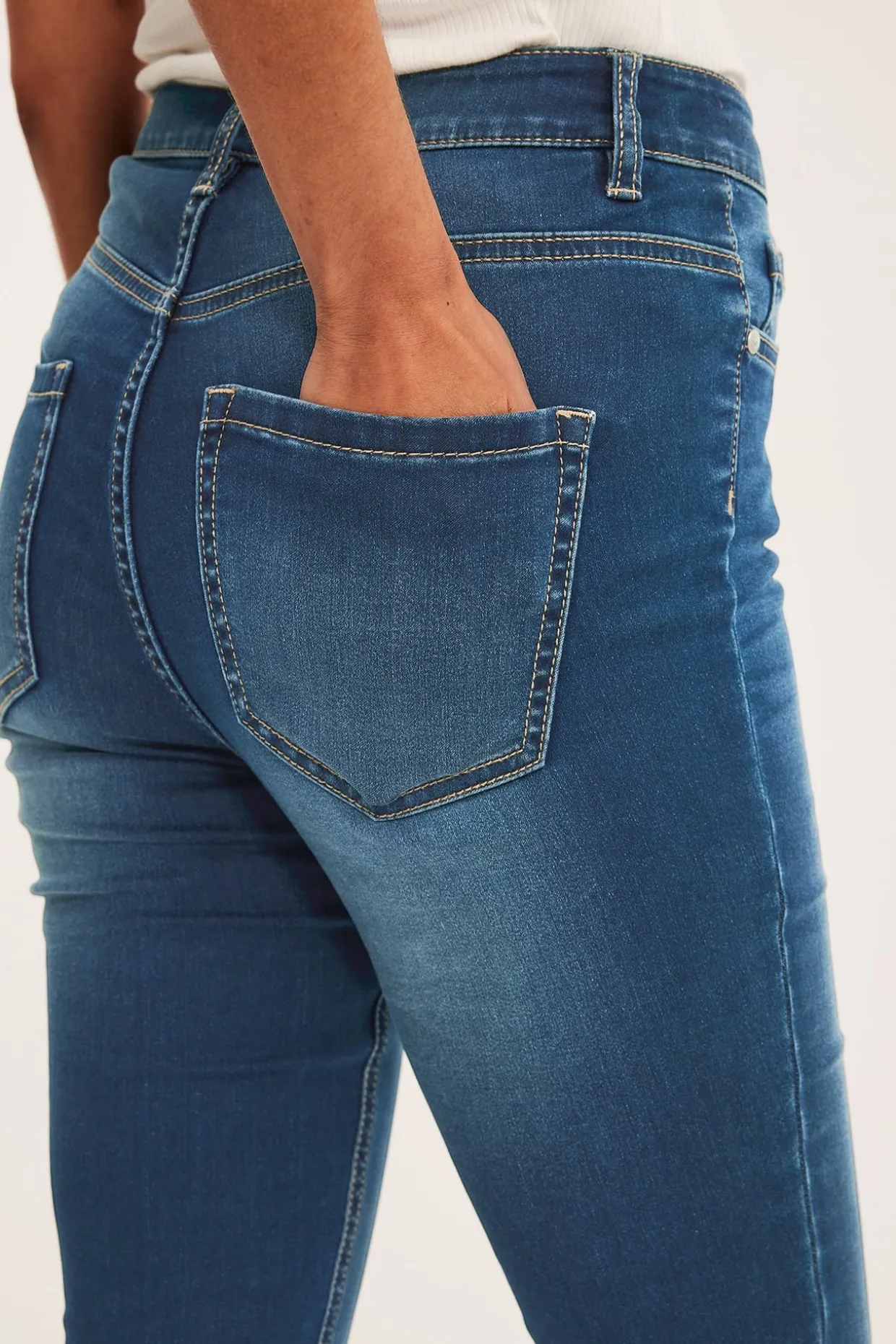 Super slim jeans high waist | Tumma denim | Naiset | Kappahl