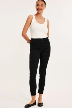 Super slim jeans short leg | Musta | Naiset | Kappahl