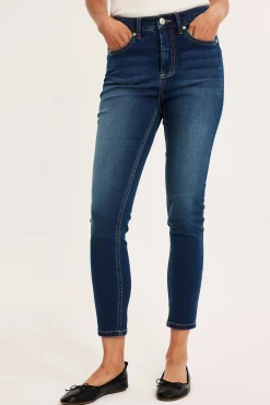 Super slim jeans short leg | Tumma denim | Naiset | Kappahl