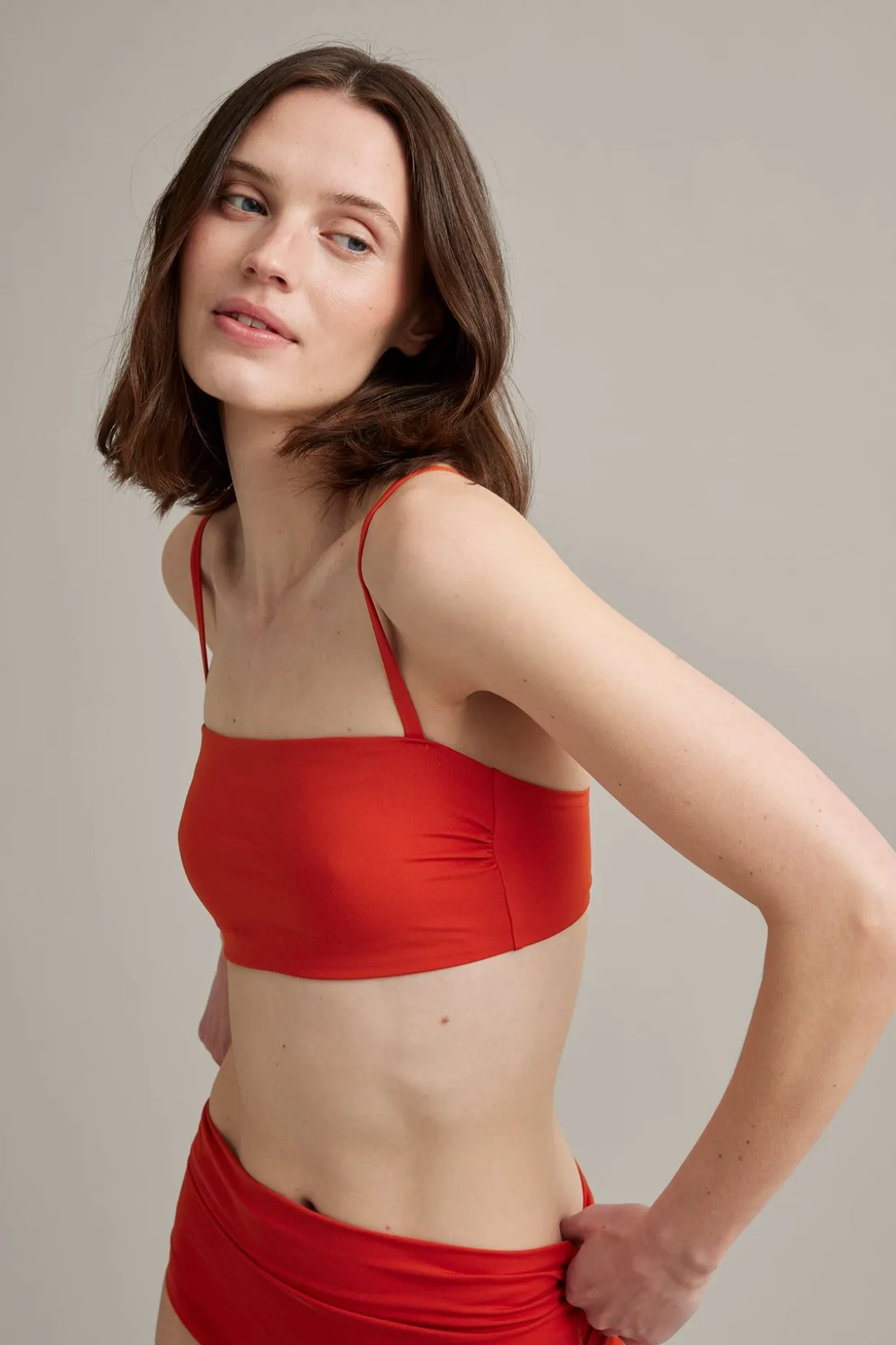 Topattu bandeau-bikiniyläosa | Punainen | Naiset | Kappahl