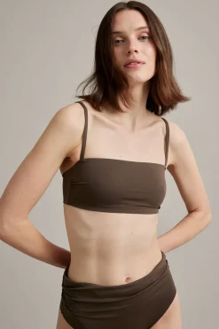 Topattu bandeau-bikiniyläosa | Tummanruskea | Naiset | Kappahl