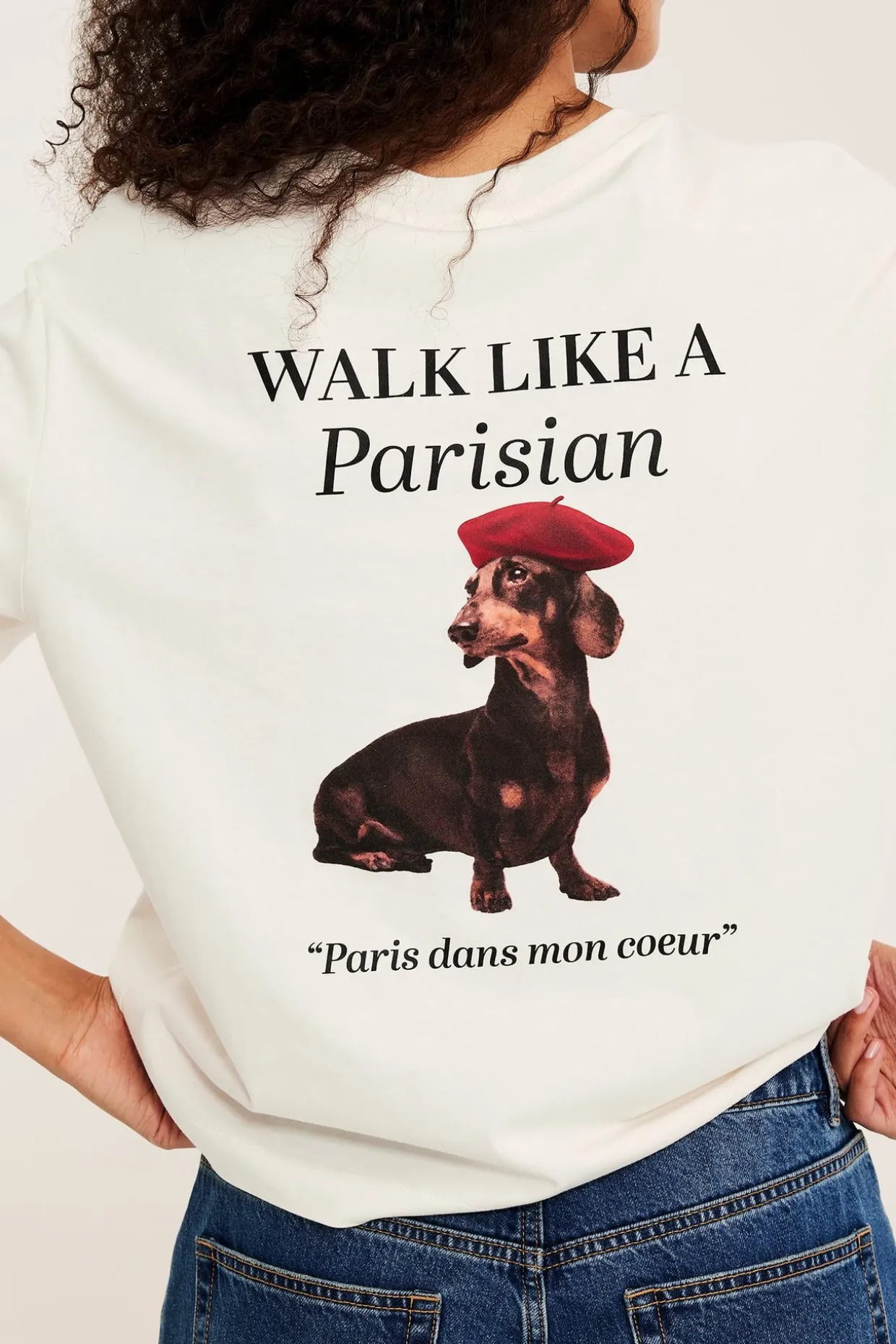 T-paita, jossa on painatus ”Je t'aime Paris” | Valkoinen | Naiset | Kappahl