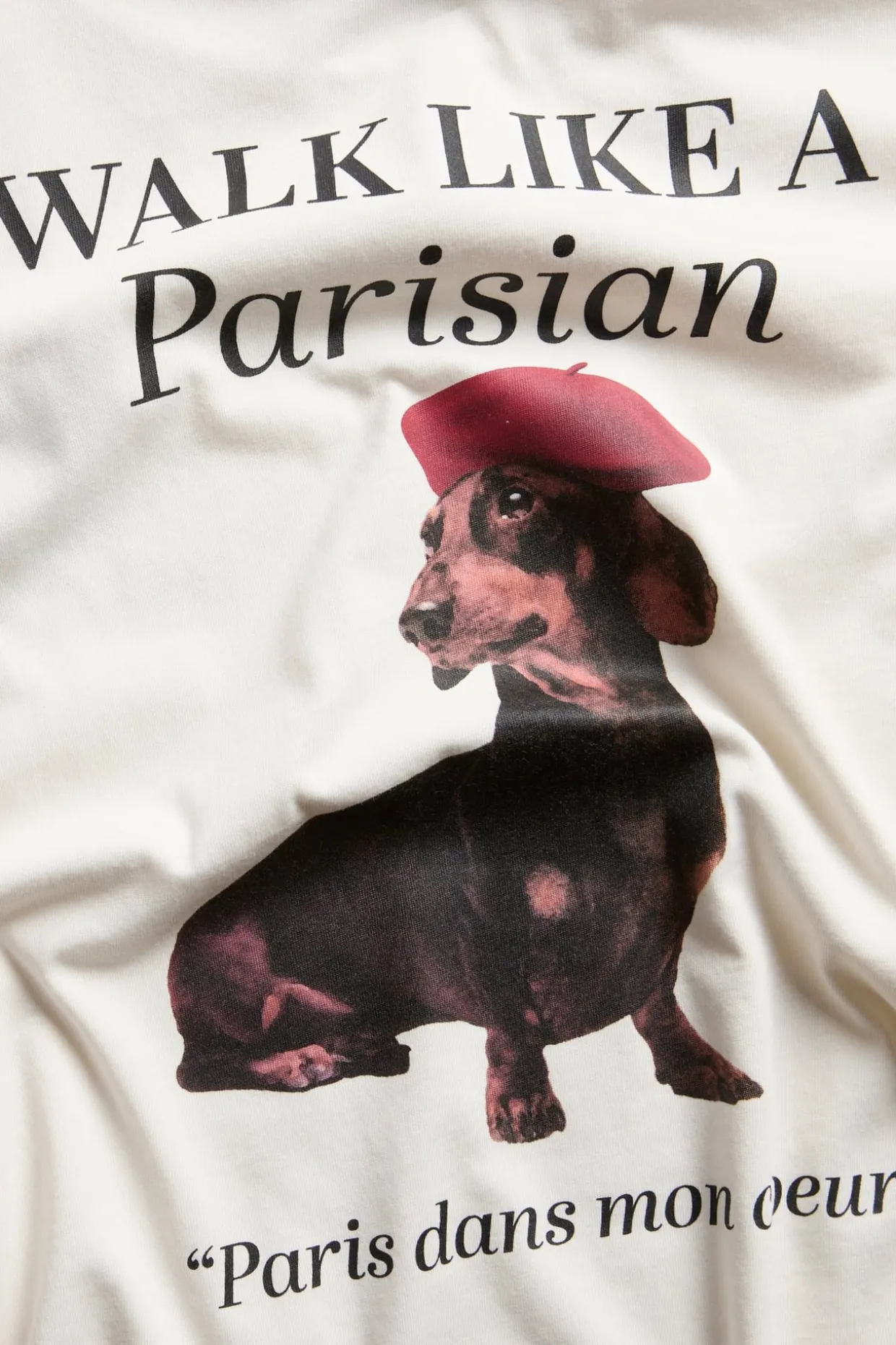T-paita, jossa on painatus ”Je t'aime Paris” | Valkoinen | Naiset | Kappahl
