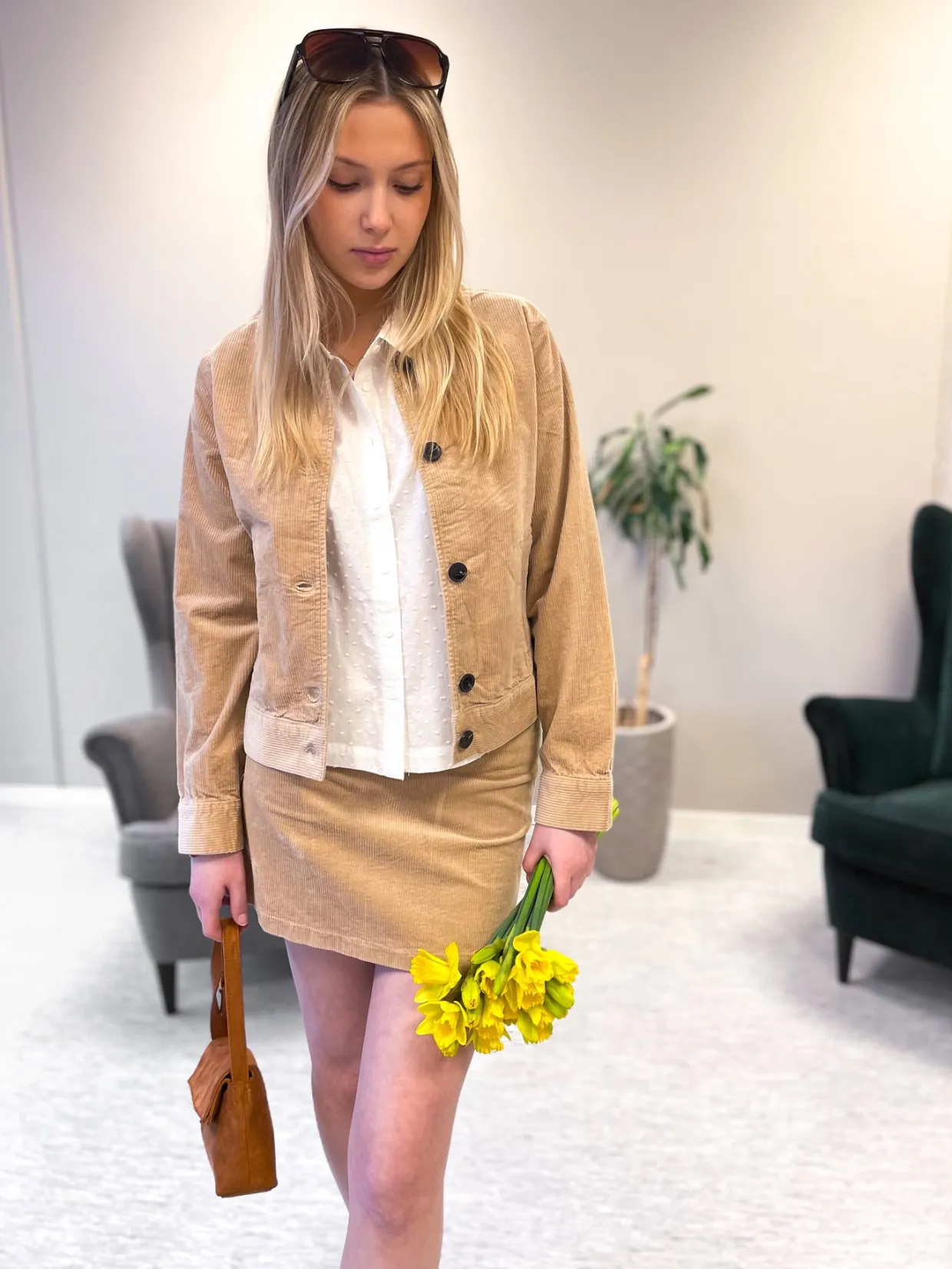 Vakosamettitakki | Beige | Naiset | Kappahl