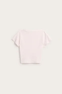 Venekauluksinen puuvillakreppipaita | Vaaleanpunainen | Lapset | Kappahl