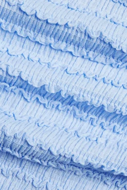 Venekauluksinen tekstuuripintainen paita | Vaaleansininen | Naiset | Kappahl