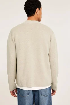 Vetoketjullinen neuletakki | Meleerattu beige | Miehet | Kappahl