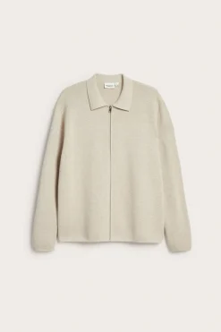 Vetoketjullinen neuletakki | Meleerattu beige | Miehet | Kappahl