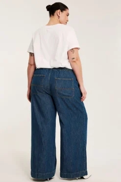 Wide jeans high waist | Tumma denim | Naiset | Kappahl
