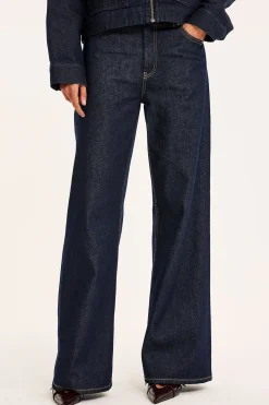 Wide jeans high waist | Tumma denim | Naiset | Kappahl