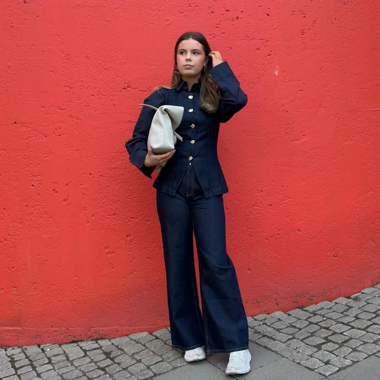 Wide jeans high waist | Tumma denim | Naiset | Kappahl