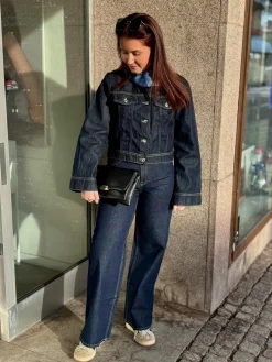 Wide jeans high waist | Tumma denim | Naiset | Kappahl