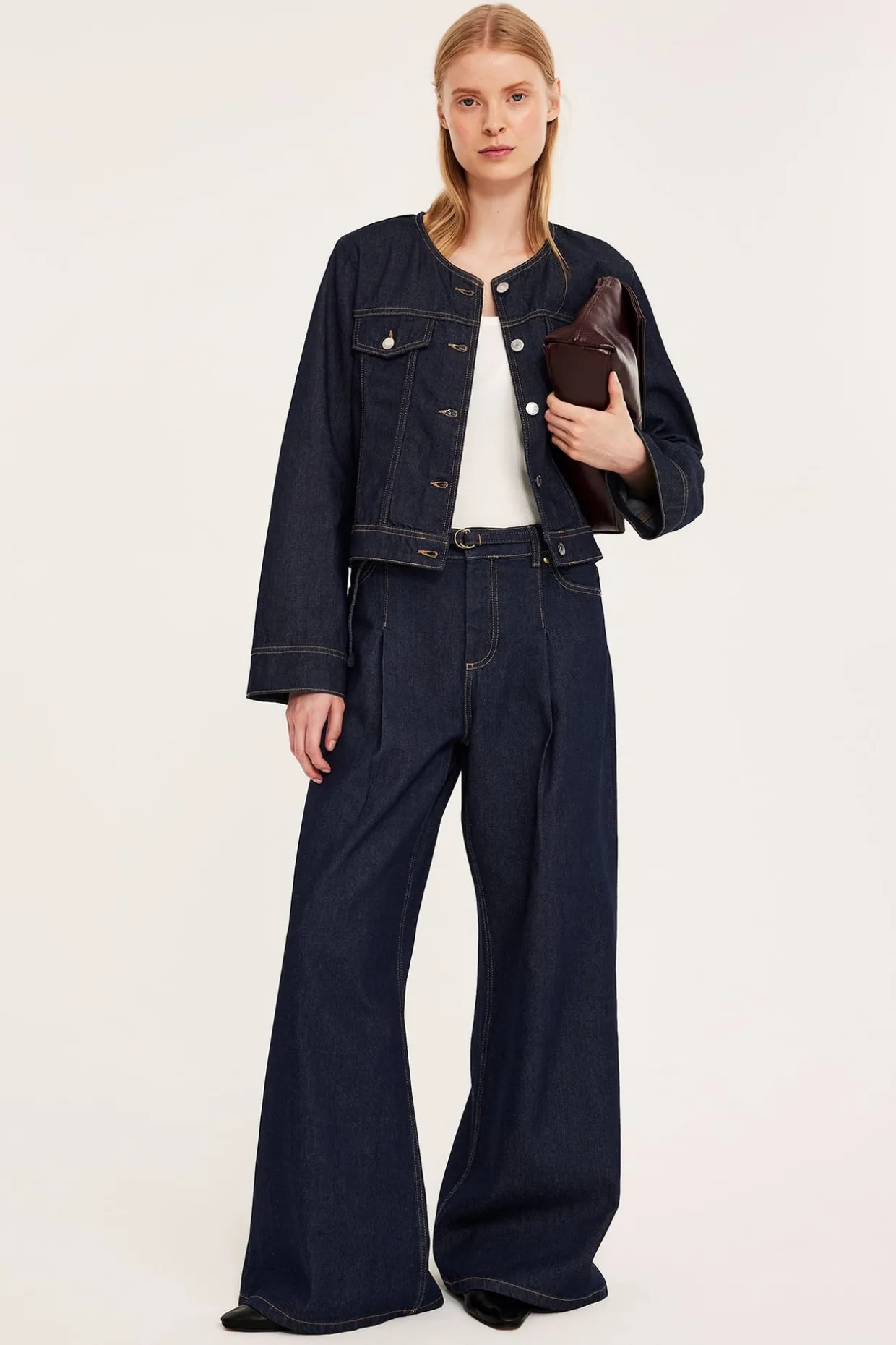 Wide jeans high waist | Tumma denim | Naiset | Kappahl