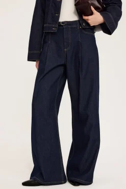Wide jeans high waist | Tumma denim | Naiset | Kappahl