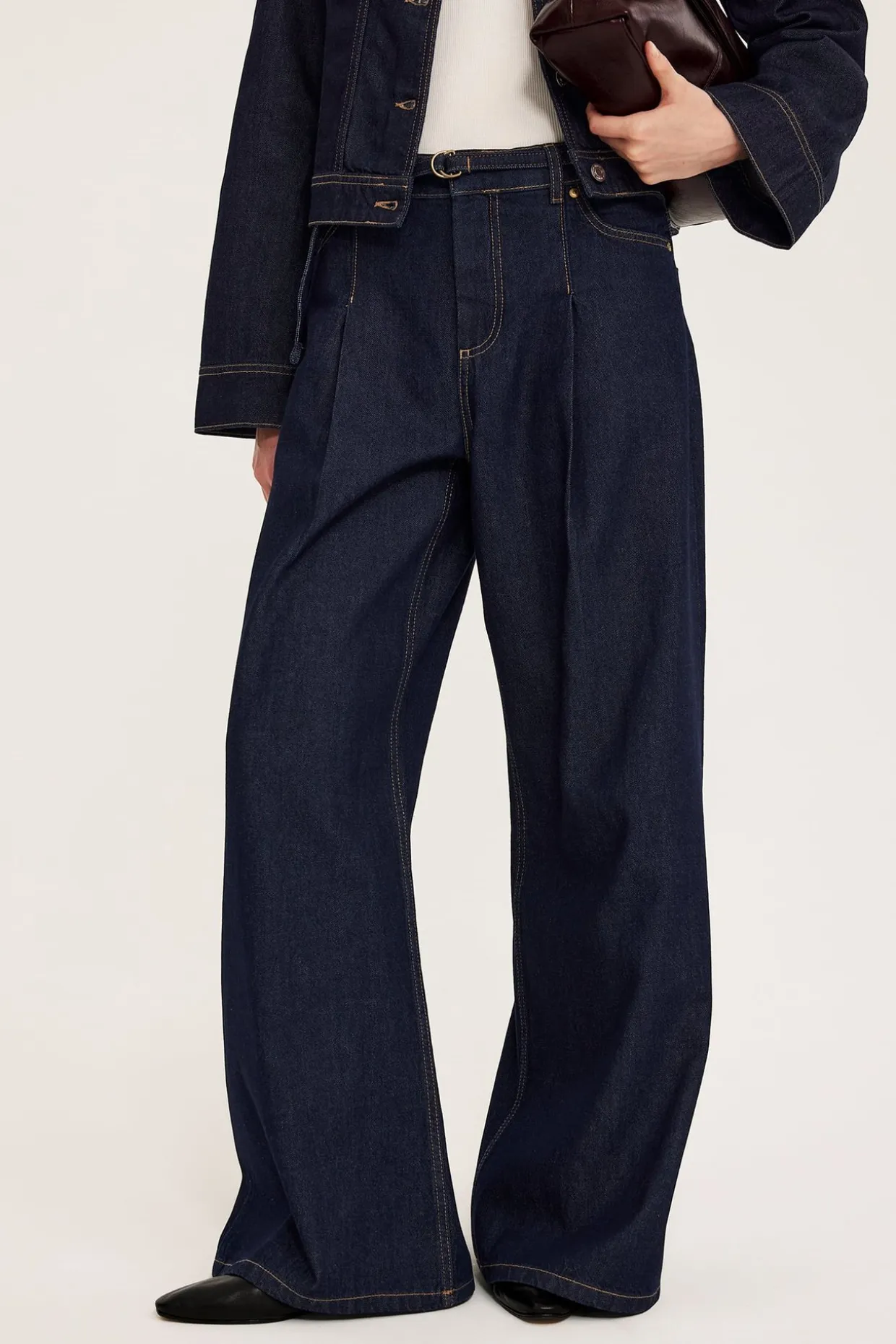 Wide jeans high waist | Tumma denim | Naiset | Kappahl