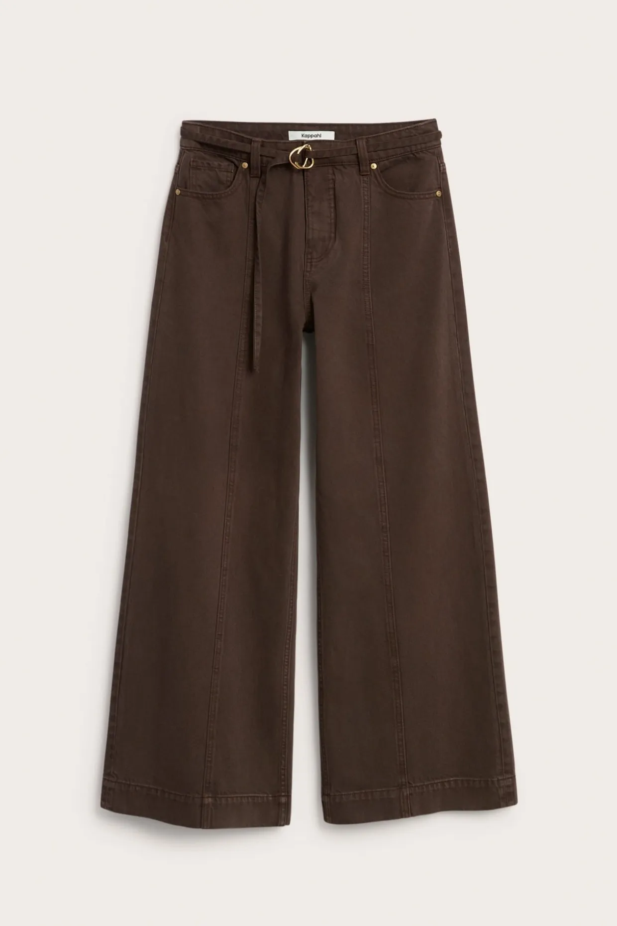 Wide jeans high waist | Tummanruskea | Naiset | Kappahl