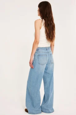 Wide jeans high waist | Vaalea denim | Naiset | Kappahl