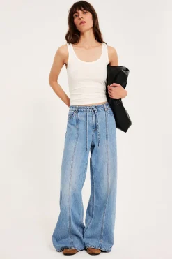 Wide jeans high waist | Vaalea denim | Naiset | Kappahl