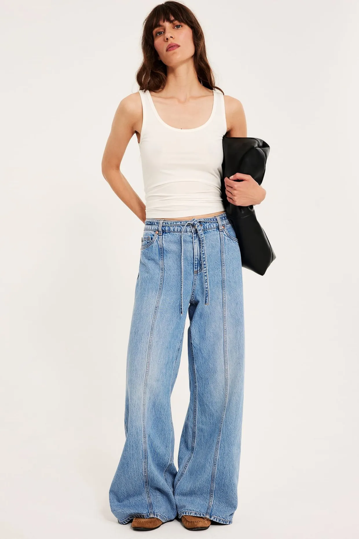 Wide jeans high waist | Vaalea denim | Naiset | Kappahl