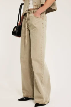 Wide jeans high waist | Vaaleanruskea | Naiset | Kappahl