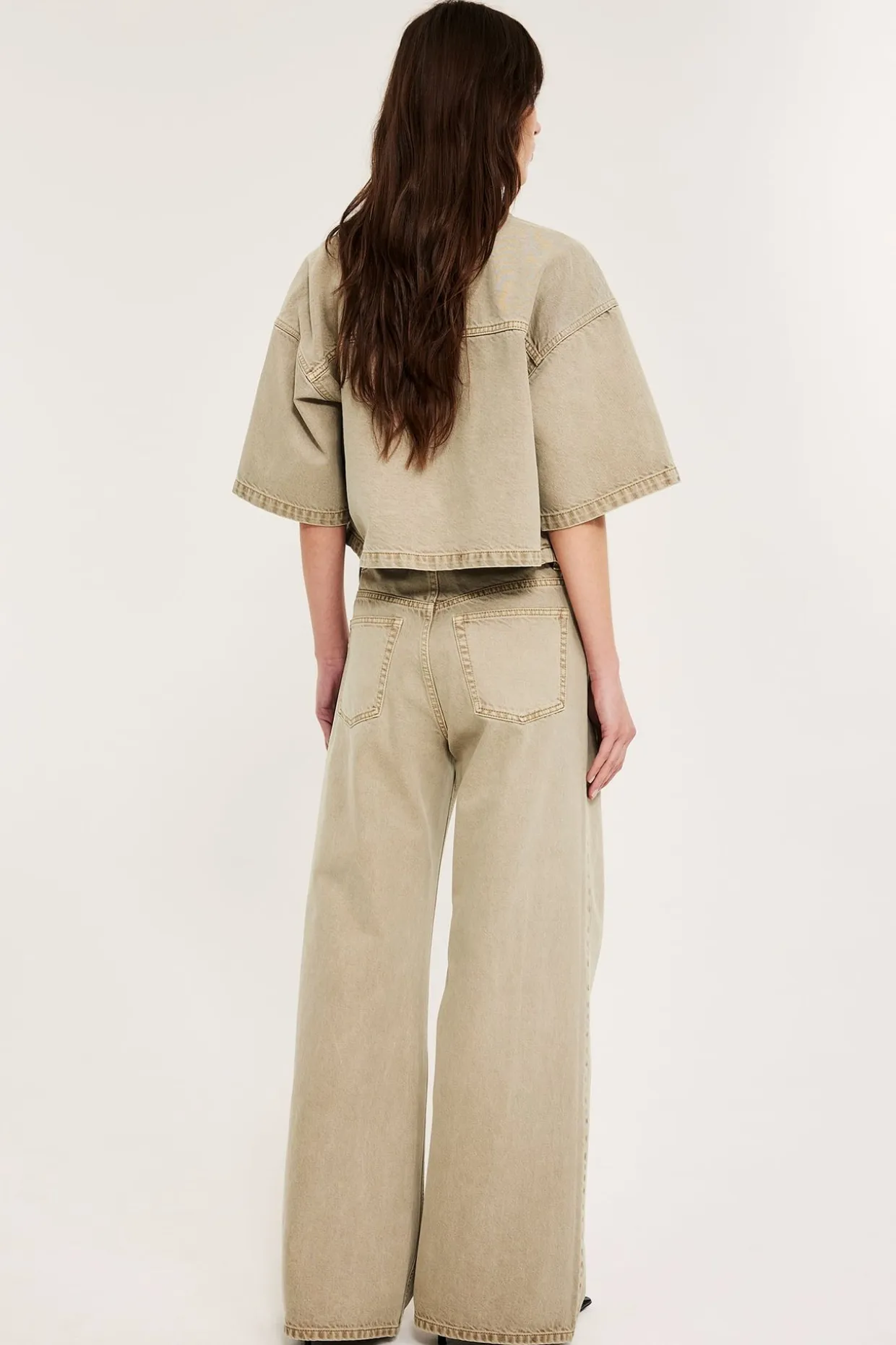 Wide jeans high waist | Vaaleanruskea | Naiset | Kappahl