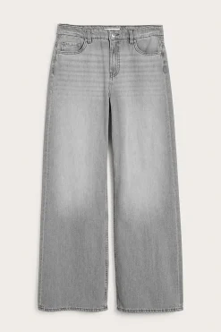 Wide jeans high waist | Vaaleanharmaa | Naiset | Kappahl