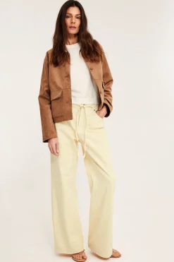 Wide jeans high waist | Vaaleankeltainen | Naiset | Kappahl