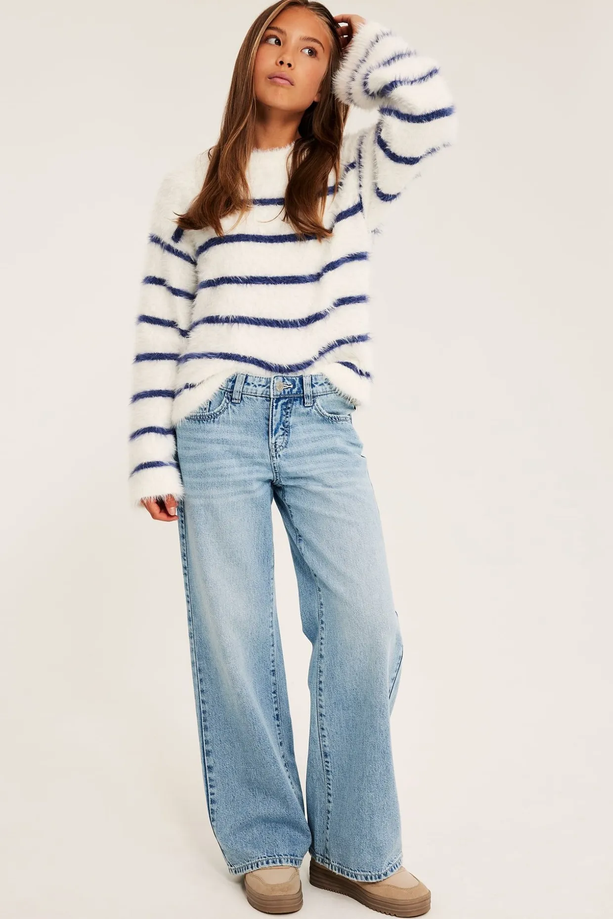 Wide jeans low waist | Vaalea denim | Lapset | Kappahl