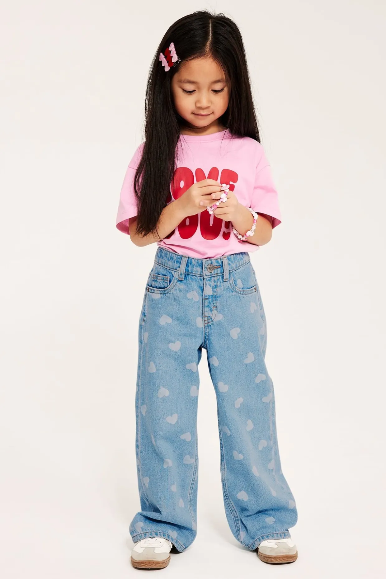 Wide jeans mid waist | Vaalea denim | Lapset | Kappahl
